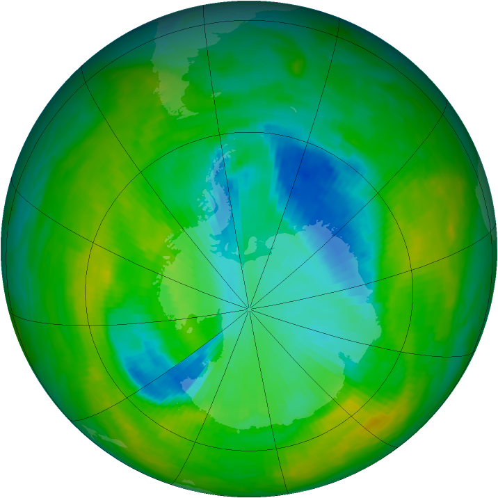 Antarctic ozone map for 04 December 1989